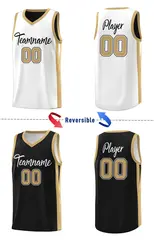 Black White Double Side Basketball Jersey Sets for Men 3