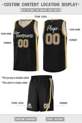 Black White Double Side Basketball Jersey Sets for Men 4