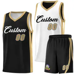 Black White Double Side Basketball Jersey Sets for Men