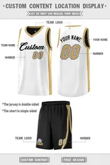 Black White Double Side Basketball Jersey Sets for Men 2