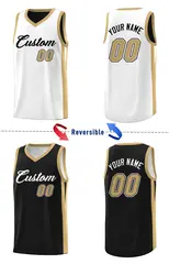 Black White Double Side Basketball Jersey Sets for Men 3
