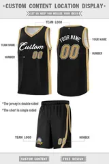 Black White Double Side Basketball Jersey Sets for Men 4