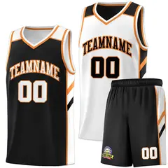 Black White Double Side Basketball Jersey Sets for Men