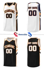 Black White Double Side Basketball Jersey Sets for Men 3