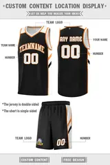 Black White Double Side Basketball Jersey Sets for Men 4