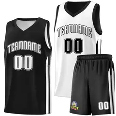 Black White Double Side Basketball Jersey Sets for Men