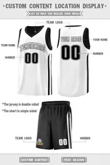 Black White Double Side Basketball Jersey Sets for Men 2