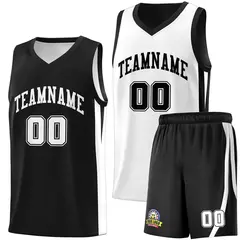 Black White Double Side Basketball Jersey Sets for Men