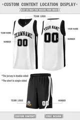 Black White Double Side Basketball Jersey Sets for Men 2
