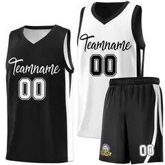 Black White Double Side Basketball Jersey Sets for Men