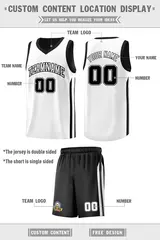 Black White Double Side Basketball Jersey Sets for Men 2