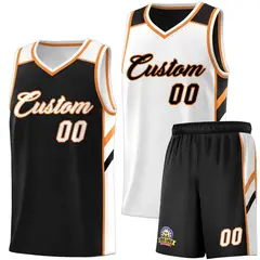 Black White Double Side Basketball Jersey Sets for Men