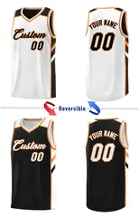 Black White Double Side Basketball Jersey Sets for Men 3