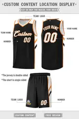Black White Double Side Basketball Jersey Sets for Men 4