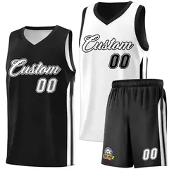 Black White Double Side Basketball Jersey Sets for Men