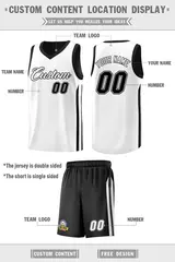 Black White Double Side Basketball Jersey Sets for Men 2