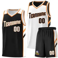 Black White Double Side Basketball Jersey Sets for Men