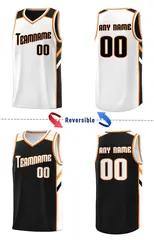 Black White Double Side Basketball Jersey Sets for Men 3