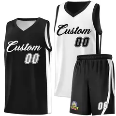 Black White Double Side Basketball Jersey Sets for Men