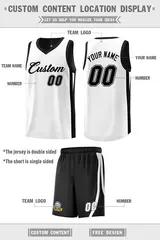 Black White Double Side Basketball Jersey Sets for Men 2