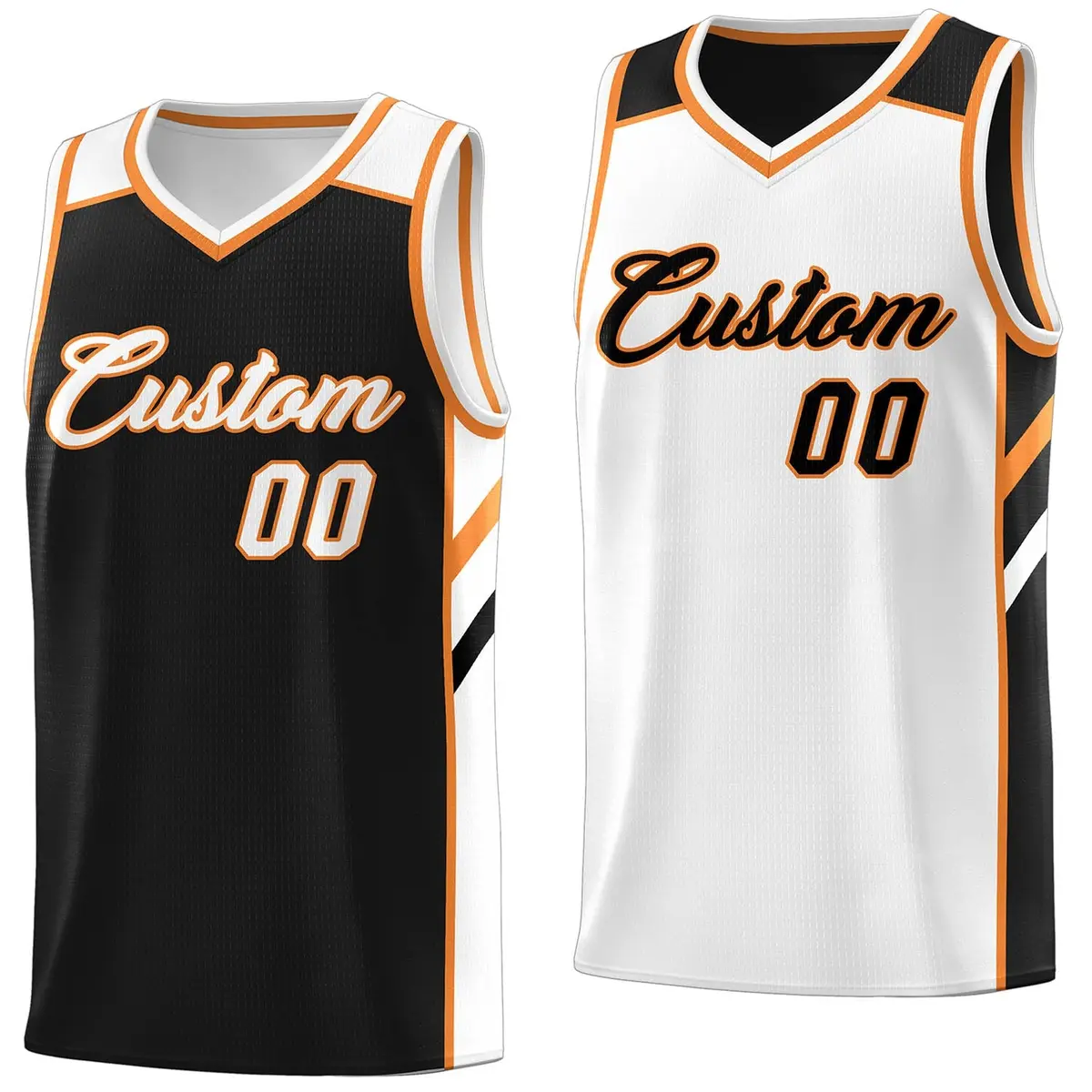 Black White Double Side Casual Basketball Jersey