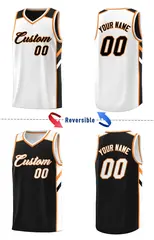 Black White Double Side Casual Basketball Jersey 4