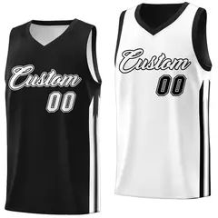 Black White Double Side Men Training Basketball Jersey