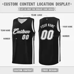 Black White Double Side Men Training Basketball Jersey 2