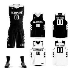 Black White Double Side Mesh Sportswear Basketball Jersey