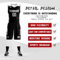 Black White Double Side Mesh Sportswear Basketball Jersey 4