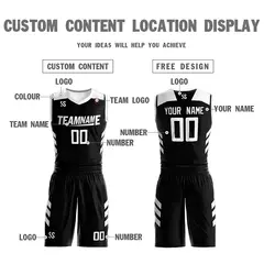 Black White Double Side Mesh Sportswear Basketball Jersey 5