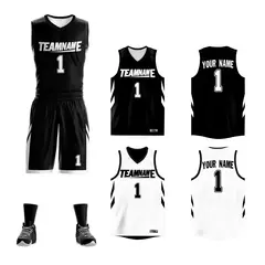 Black White Double Side Mesh Sportswear Basketball Jersey