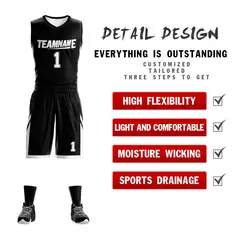Black White Double Side Mesh Sportswear Basketball Jersey 2