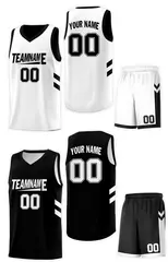 Black White Double Side Mesh Sportswear Basketball Jersey 3