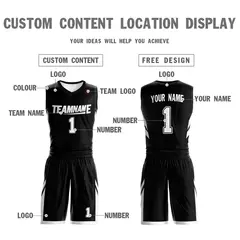 Black White Double Side Mesh Sportswear Basketball Jersey 4