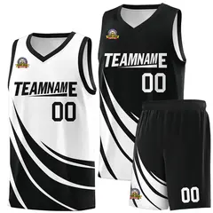Black White Double Side Mesh Sportswear Basketball Jersey 1