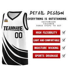 Black White Double Side Mesh Sportswear Basketball Jersey 2