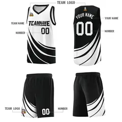 Black White Double Side Mesh Sportswear Basketball Jersey 4