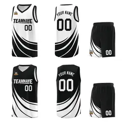 Black White Double Side Mesh Sportswear Basketball Jersey 5