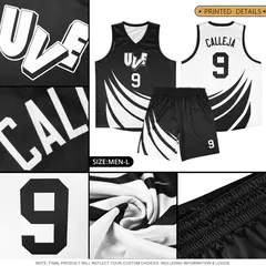 Black White Double Side Mesh Sportswear Basketball Jersey 6