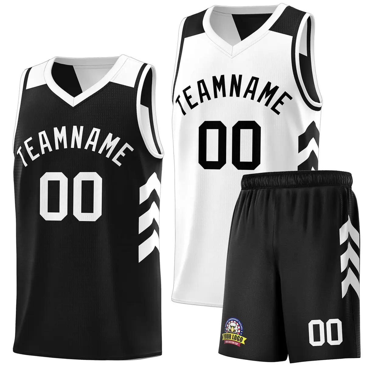 Black White Double Side Sets Basketball Jersey