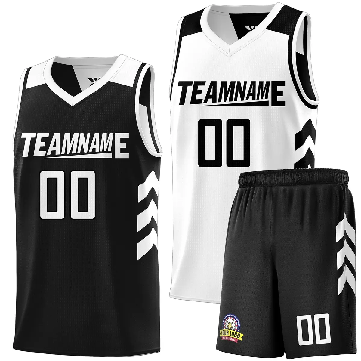 Black White Double Side Sets Basketball Jersey