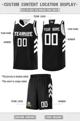 Black White Double Side Sets Basketball Jersey 4