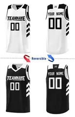 Black White Double Side Sets Basketball Jersey 5