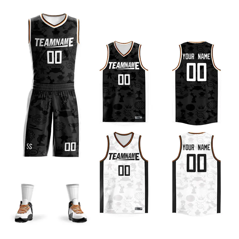 Black White Double Side Sets Basketball Jersey