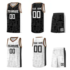 Black White Double Side Sets Basketball Jersey 2