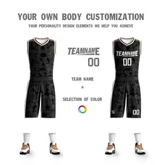 Black White Double Side Sets Basketball Jersey 3
