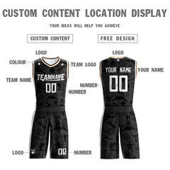 Black White Double Side Sets Basketball Jersey 4
