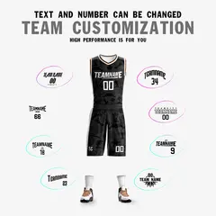 Black White Double Side Sets Basketball Jersey 5