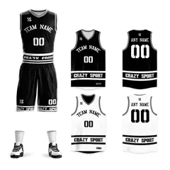 Black White Double Side Sportswear Basketball Jersey